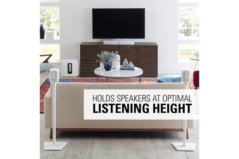 Lattiateline Sanus Sonos One SL Play:1 ja Play:3:lle 2 osaa Valkoinen, Kiinteä jalusta - Valkoinen, Kiinteä jalusta - Huonekalut - TV- & Mediakalusteet - Mediajalusta & seinäteline - Kaiutinjalusta