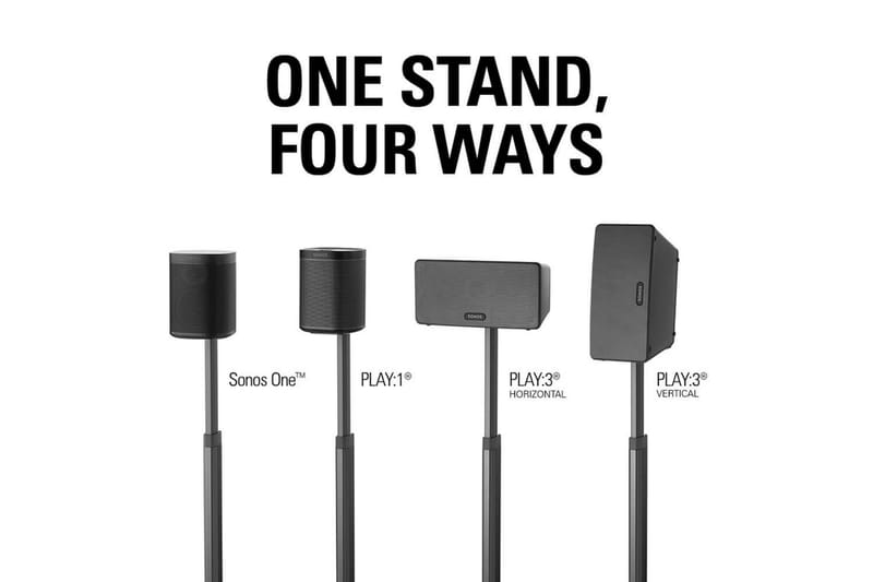 Lattiateline Sanus Sonos One SL Play:1 ja Play:3:lle Musta, Säädettävä teline - Musta, Säädettävä teline - Huonekalut - TV- & Mediakalusteet - Mediajalusta & seinäteline - Kaiutinjalusta