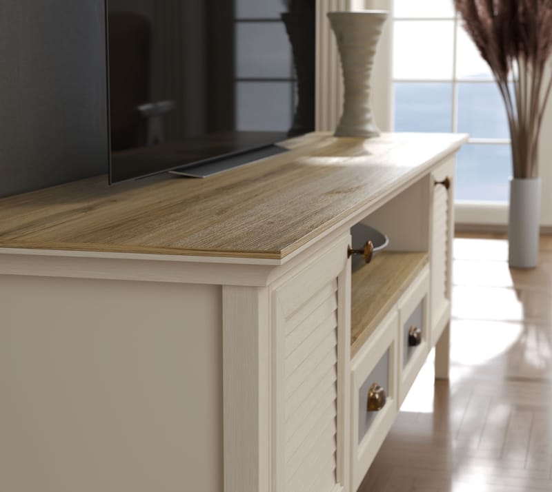 Lopira TV-taso 180 cm - Kerma, tammi, harmaa - Huonekalut - TV- & Mediakalusteet - Mediajalusta & seinäteline