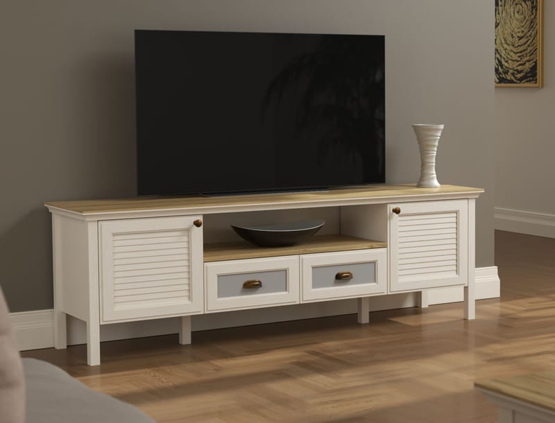 Lopira TV-taso 180 cm - Kerma, tammi, harmaa - Huonekalut - TV- & Mediakalusteet - Mediajalusta & seinäteline