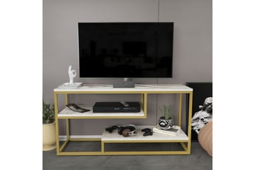 Lorin lattialle sijoitettava tv-taso 120 cm säilytystilalla maalattua puuta - Valkoinen - Huonekalut - TV- & Mediakalusteet - Tv taso & Mediataso