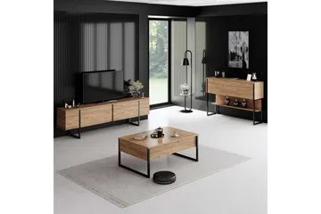 Luxe lattiaseisova tv-taso 180 cm säilytyksellä mäntyinen - Beige - Huonekalut - TV- & Mediakalusteet - Tv taso & Mediataso
