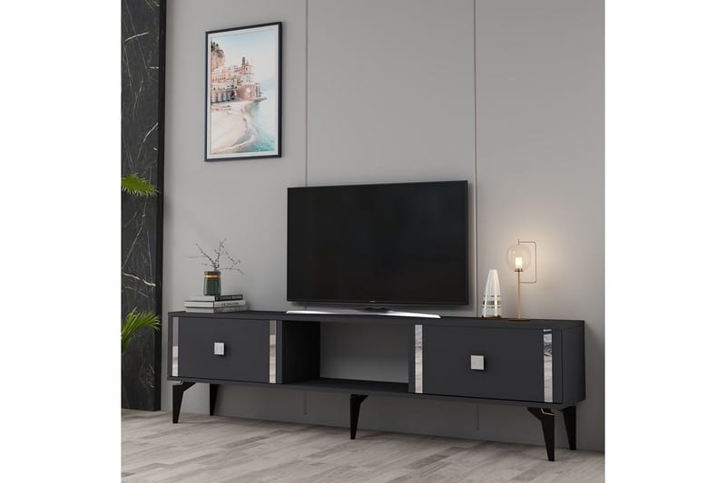 Male TV-taso 150 cm - Antrasiitti/Hopea - Huonekalut - TV- & Mediakalusteet - Tv taso & Mediataso