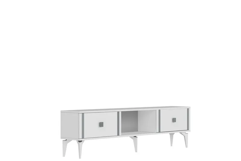Male TV-taso 150 cm, Valkoinen/Hopea