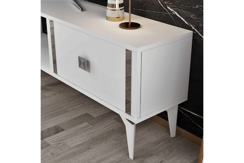 Male TV-taso 150 cm - Valkoinen/Hopea - Huonekalut - TV- & Mediakalusteet - Tv taso & Mediataso