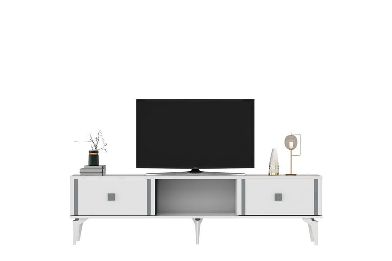 Male TV-taso 150 cm - Valkoinen/Hopea - Huonekalut - TV- & Mediakalusteet - Tv taso & Mediataso