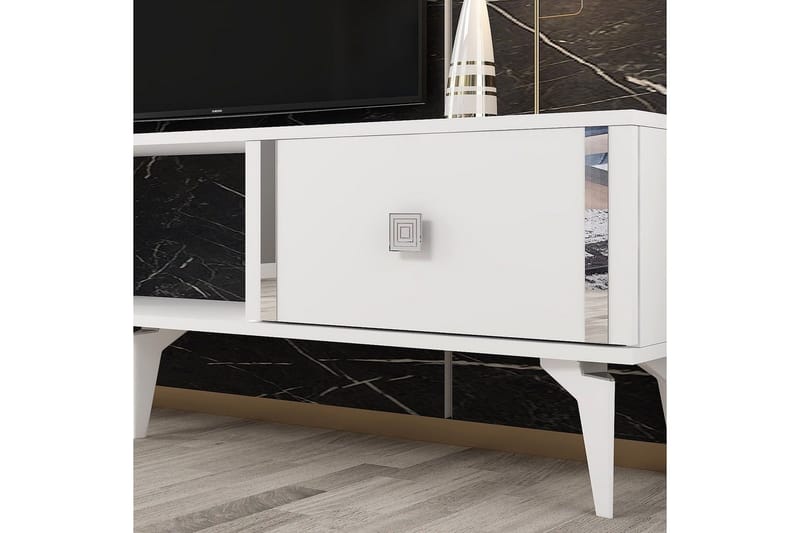 Male TV-taso 150 cm - Valkoinen/Hopea - Huonekalut - TV- & Mediakalusteet - Tv taso & Mediataso