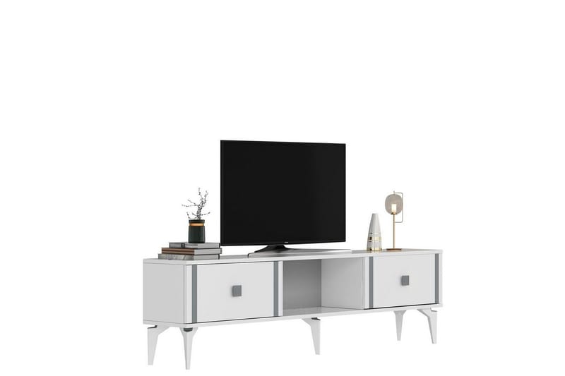 Male TV-taso 150 cm - Valkoinen/Hopea - Huonekalut - TV- & Mediakalusteet - Tv taso & Mediataso