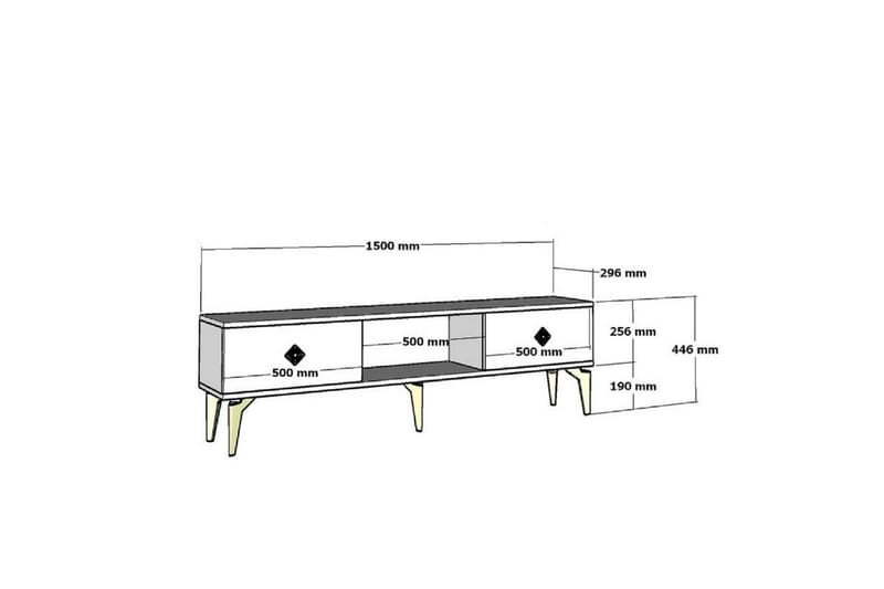 Male TV-taso 150 cm - Valkoinen/Hopea - Huonekalut - TV- & Mediakalusteet - Tv taso & Mediataso