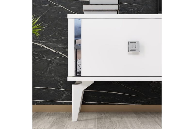 Male TV-taso 150 cm - Valkoinen/Hopea - Huonekalut - TV- & Mediakalusteet - Tv taso & Mediataso