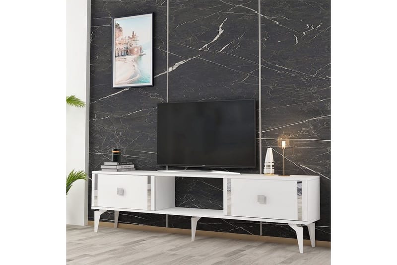 Male TV-taso 150 cm - Valkoinen/Hopea - Huonekalut - TV- & Mediakalusteet - Tv taso & Mediataso