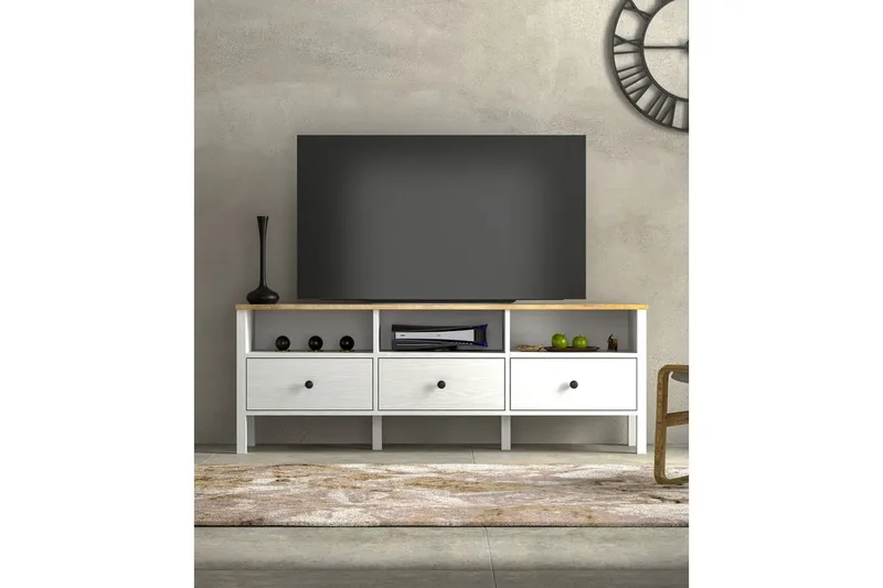 Marven TV-taso 160 cm - Luonnollinen/Valkoinen - Huonekalut - TV- & Mediakalusteet - Tv taso & Mediataso