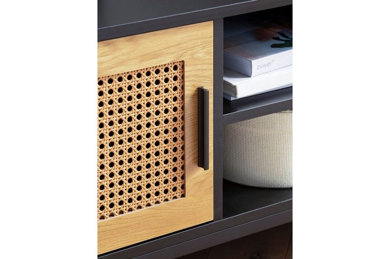 Matala kaappi Wohnling lastulevyä, jossa 2 liukuovea, wieniläinen punos, moderni tyyli Musta, tammi - Musta, tammi - Huonekalut - TV- & Mediakalusteet - Tv taso & Mediataso