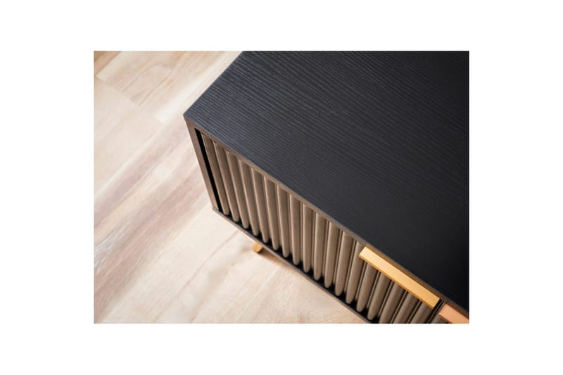 Matala kaappi Wohnling Lastulevy musta kalvolla kahdella ovella säilytyslaatikko moderni - Huonekalut - TV- & Mediakalusteet - Tv taso & Mediataso