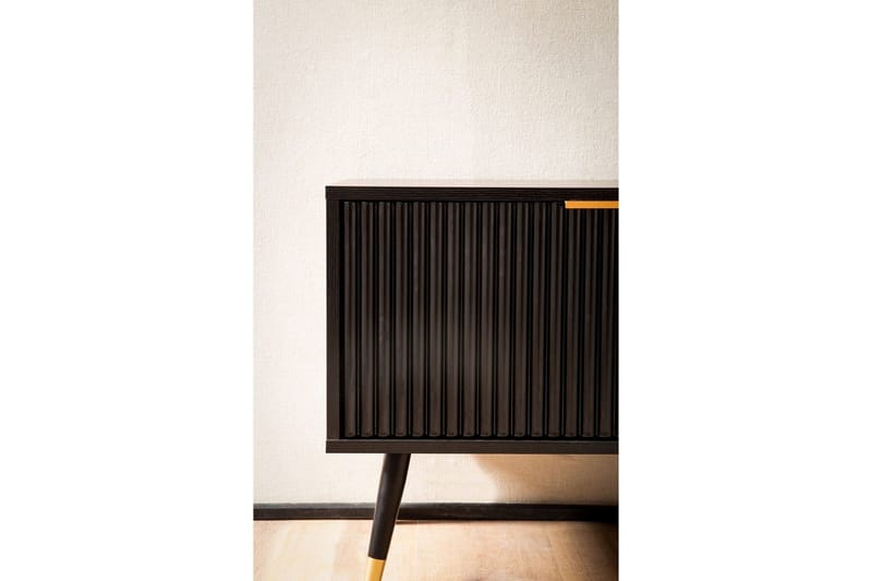 Matala kaappi Wohnling Lastulevy musta kalvolla kahdella ovella säilytyslaatikko moderni - Huonekalut - TV- & Mediakalusteet - Tv taso & Mediataso