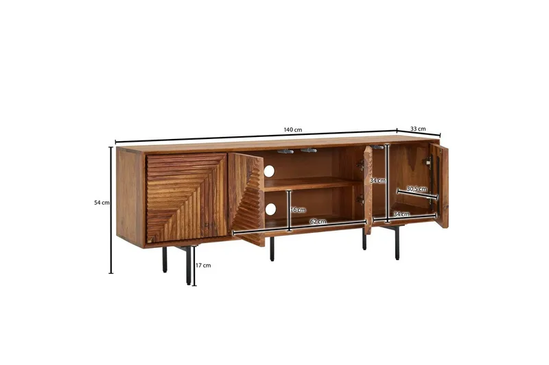 Matala kaappi Wohnling Massiivipuu säilytyksellä 4 ovea ponnahdusauki maalaistalo - Huonekalut - TV- & Mediakalusteet - Tv taso & Mediataso
