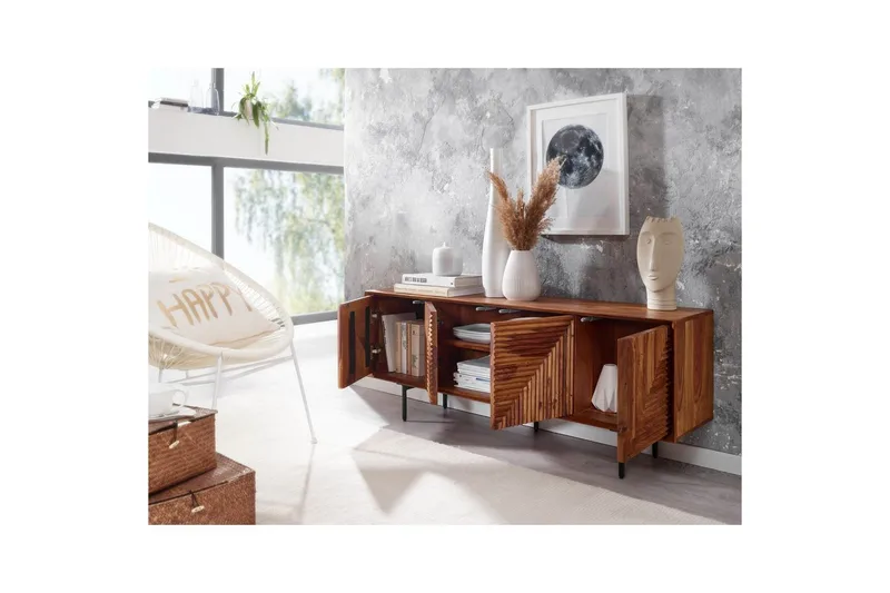 Matala kaappi Wohnling Massiivipuu säilytyksellä 4 ovea ponnahdusauki maalaistalo - Huonekalut - TV- & Mediakalusteet - Tv taso & Mediataso