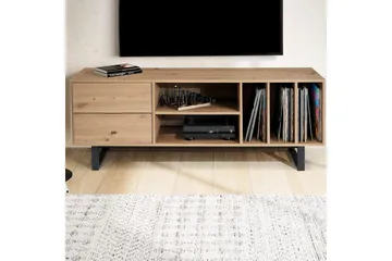 Matala kaappi Wohnling moderni lastulevy, 2 laatikkoa, säilytyslokerot, metallijalat, moderni tyyli Tammi - Tammi - Huonekalut - TV- & Mediakalusteet - Tv taso & Mediataso