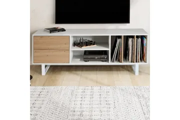 Matala kaappi Wohnling moderni lastulevy, 2 laatikkoa, säilytyslokerot, metallijalat, moderni tyyli Valkoinen, tammi - Valkoinen, tammi - Huonekalut - TV- & Mediakalusteet - Tv taso & Mediataso