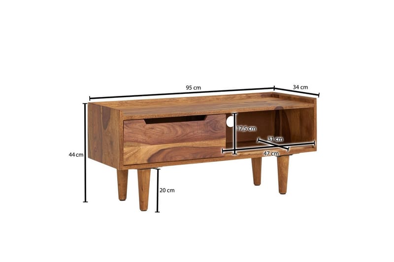 Matala kaappi Wohnling Täyspuu säilytystilalla 1 ovi Puujalat Maalaistyyli - Huonekalut - TV- & Mediakalusteet - Tv taso & Mediataso