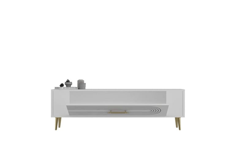 Mirel TV-taso 120 cm - Valkoinen/Keltainend - Huonekalut - TV- & Mediakalusteet - Tv taso & Mediataso