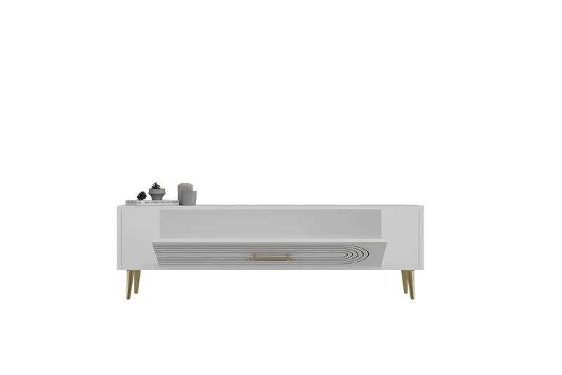 Mirel TV-taso 120 cm - Valkoinen/Keltainend - Huonekalut - TV- & Mediakalusteet - Tv taso & Mediataso