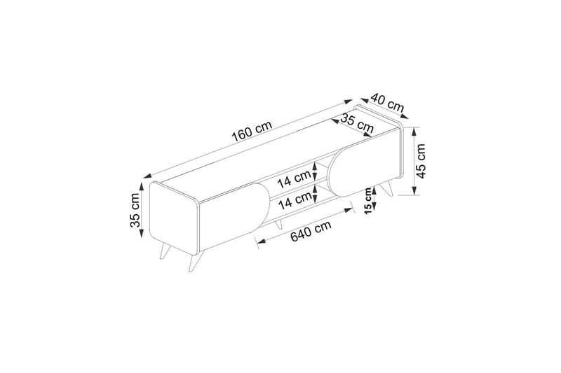 Mirra TV-taso 160 cm - Sininen/Valkoinen - Huonekalut - TV- & Mediakalusteet - Tv taso & Mediataso
