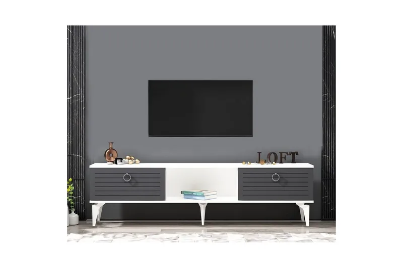 Mula TV-taso 150 cm - Valkoinen/Antrasiitti - Huonekalut - TV- & Mediakalusteet - Tv taso & Mediataso