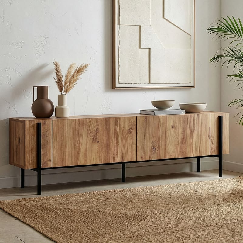 Nexus TV-taso 180 cm - Atlantic Pine ja musta - Huonekalut - TV- & Mediakalusteet - Mediajalusta & seinäteline