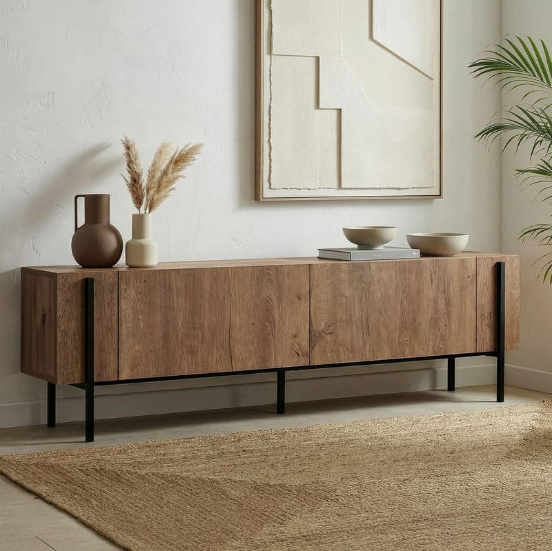 Nexus TV-taso 180 cm - Kafkas Oak ja musta - Huonekalut - TV- & Mediakalusteet - Mediajalusta & seinäteline