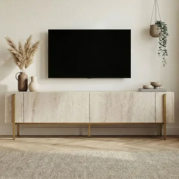 Nexus TV-taso 180 cm - Travertiini ja kulta - Huonekalut - TV- & Mediakalusteet - Tv taso & Mediataso