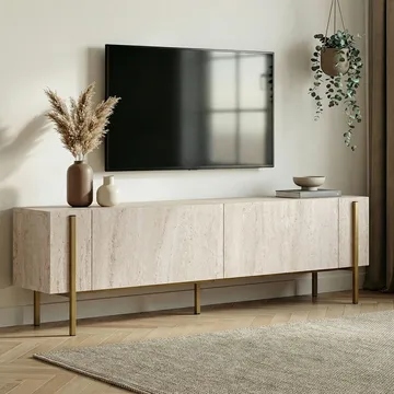 Nexus TV-taso 180 cm - Travertiini ja kulta - Huonekalut - TV- & Mediakalusteet - Tv taso & Mediataso