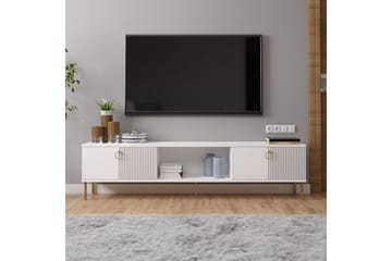 Neyra lattiamallinen tv-taso 180 cm säilytystilalla, maalattu puu - Valkoinen - Huonekalut - TV- & Mediakalusteet - Tv taso & Mediataso