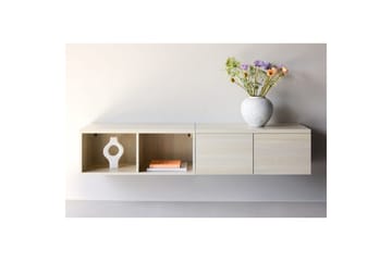 Nomi seinälle kiinnitettävä tv-taso 180 cm säilytyksellä vaalea puu - Beige - Huonekalut - TV- & Mediakalusteet - Tv taso & Mediataso