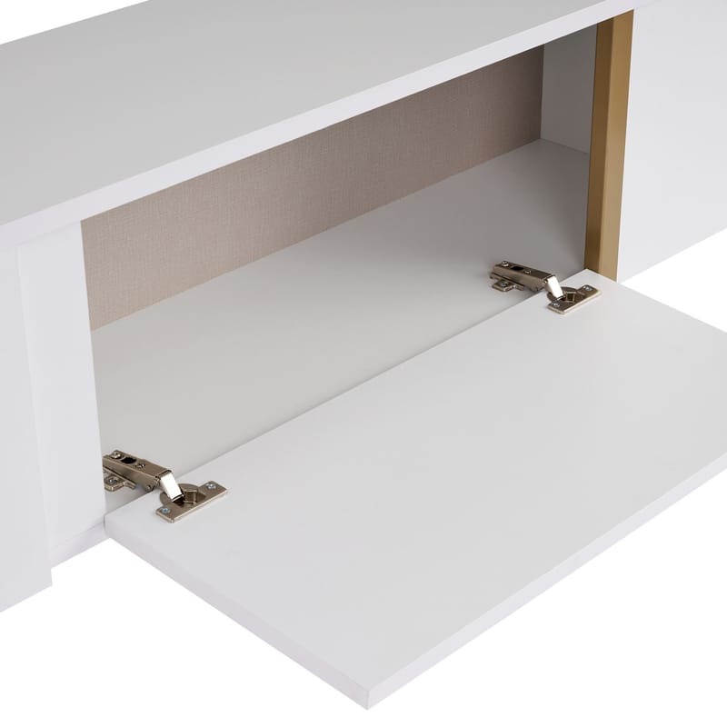 Nopira TV-taso 180 cm - Valkoinen ja kulta - Huonekalut - TV- & Mediakalusteet - Mediajalusta & seinäteline