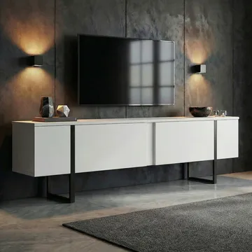 Nopira TV-taso 180 cm - Valkoinen ja musta - Huonekalut - TV- & Mediakalusteet - Tv taso & Mediataso