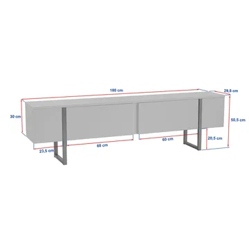 Nopira TV-taso 180 cm - Valkoinen ja musta - Huonekalut - TV- & Mediakalusteet - Tv taso & Mediataso
