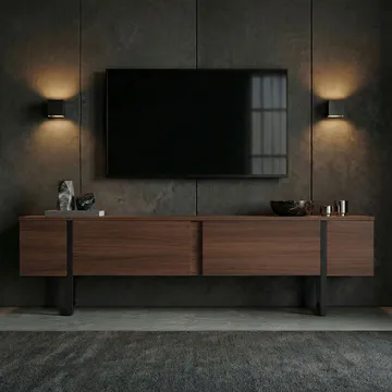 Nopira TV-taso 180 cm - Pähkinä ja musta - Huonekalut - TV- & Mediakalusteet - Tv taso & Mediataso