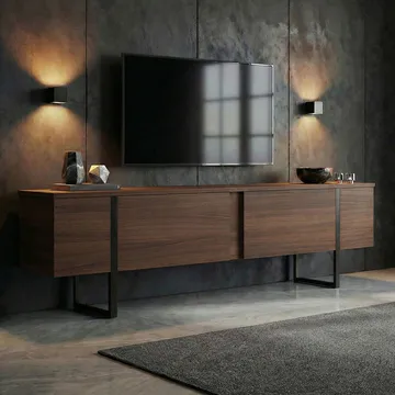 Nopira TV-taso 180 cm - Pähkinä ja musta - Huonekalut - TV- & Mediakalusteet - Tv taso & Mediataso