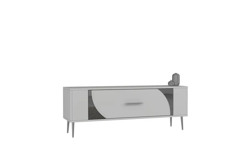 Olyra TV-taso 120 cm, Valkoinen/Hopea