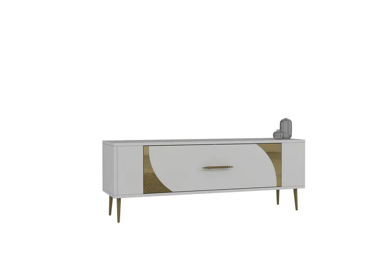 Olyra TV-taso 120 cm, Valkoinen/Keltainend