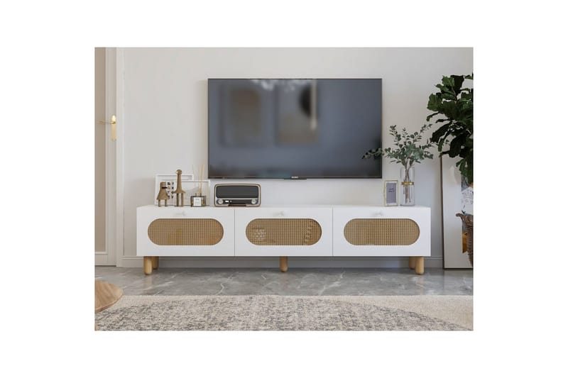 Ossin TV-taso 180 cm - Valkoinen - Huonekalut - TV- & Mediakalusteet - Tv taso & Mediataso