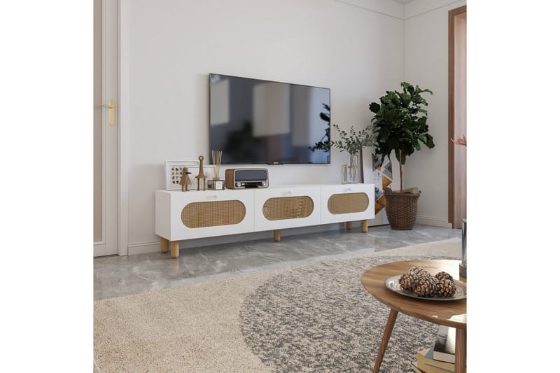 Ossin TV-taso 180 cm - Valkoinen - Huonekalut - TV- & Mediakalusteet - Tv taso & Mediataso