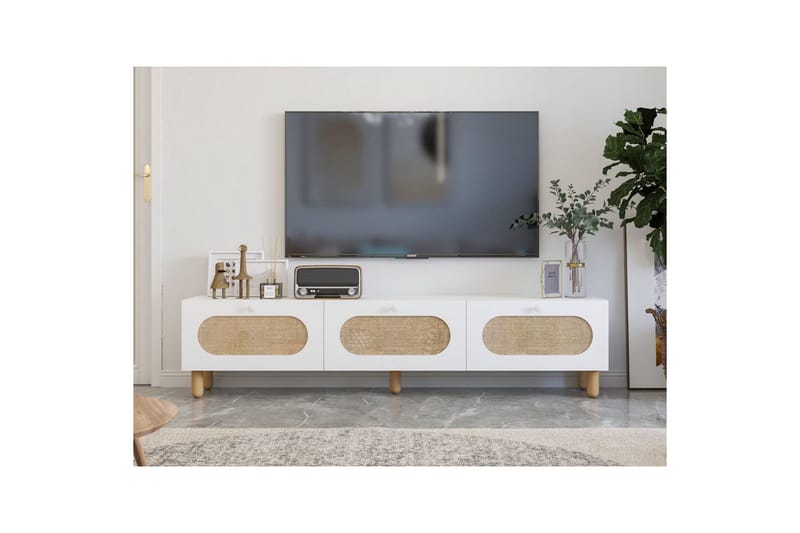 Ossin TV-taso 180 cm - Valkoinen - Huonekalut - TV- & Mediakalusteet - Tv taso & Mediataso
