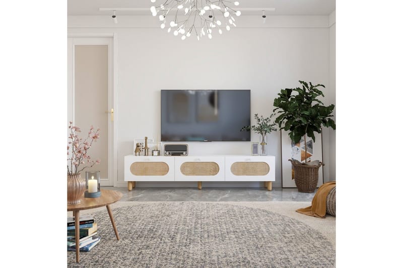 Ossin TV-taso 180 cm - Valkoinen - Huonekalut - TV- & Mediakalusteet - Tv taso & Mediataso