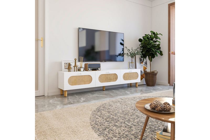 Ossin TV-taso 180 cm - Valkoinen - Huonekalut - TV- & Mediakalusteet - Tv taso & Mediataso