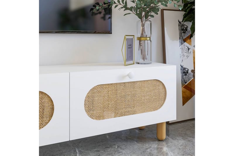 Ossin TV-taso 180 cm - Valkoinen - Huonekalut - TV- & Mediakalusteet - Tv taso & Mediataso