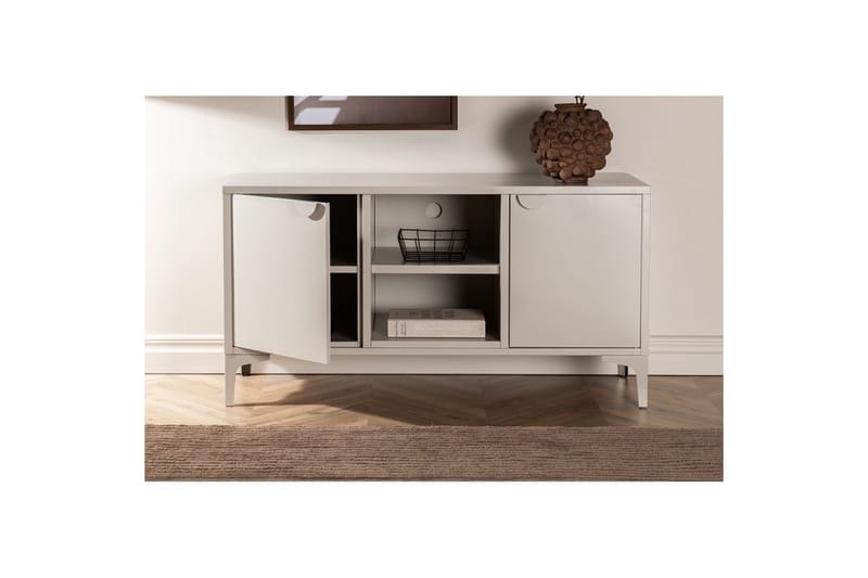 Piring lattiaseisova tv-taso 120 cm säilytyksellä metallia - Beige - Huonekalut - TV- & Mediakalusteet - Tv taso & Mediataso