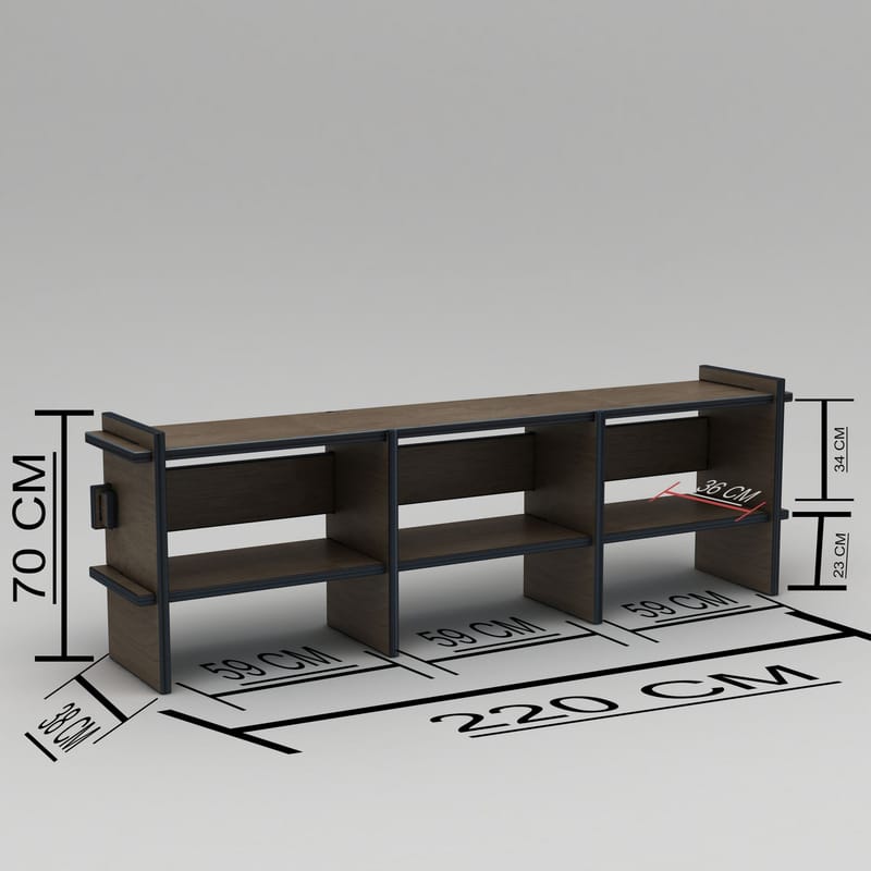 Ropira TV-taso 220 cm - Pähkinä - Huonekalut - TV- & Mediakalusteet - Mediajalusta & seinäteline