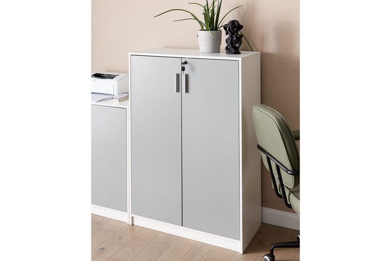 Säilytysyksikkö Zehna Harmaa, valkoinen, 80x40x117 cm - Harmaa, valkoinen, 80x40x117 cm - Huonekalut - TV- & Mediakalusteet - Mediajalusta & seinäteline - TV:n seinäteline